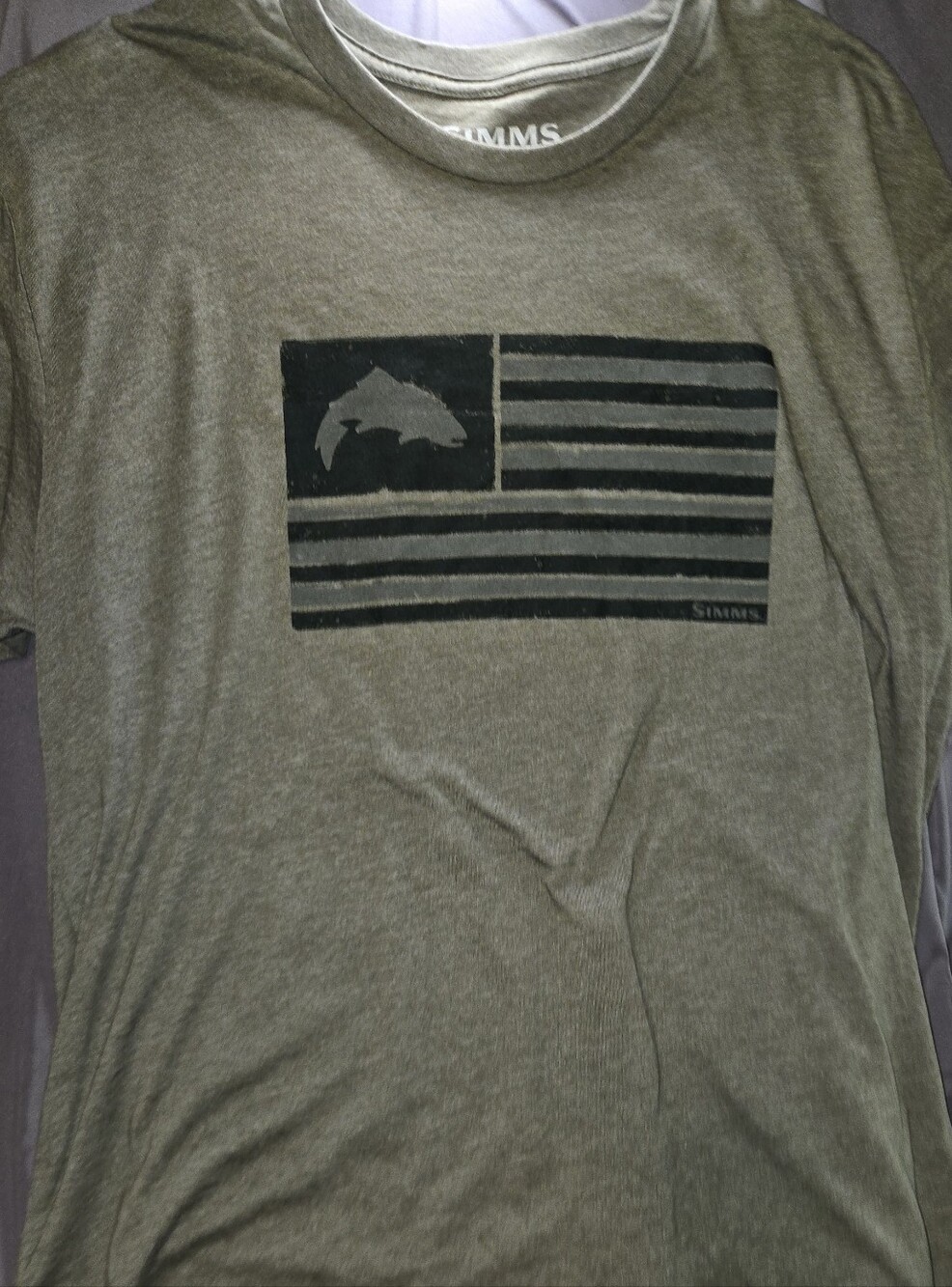 Simms Olive Green Short-Sleeve Flag Graphic Tee - Picture 2 of 5
